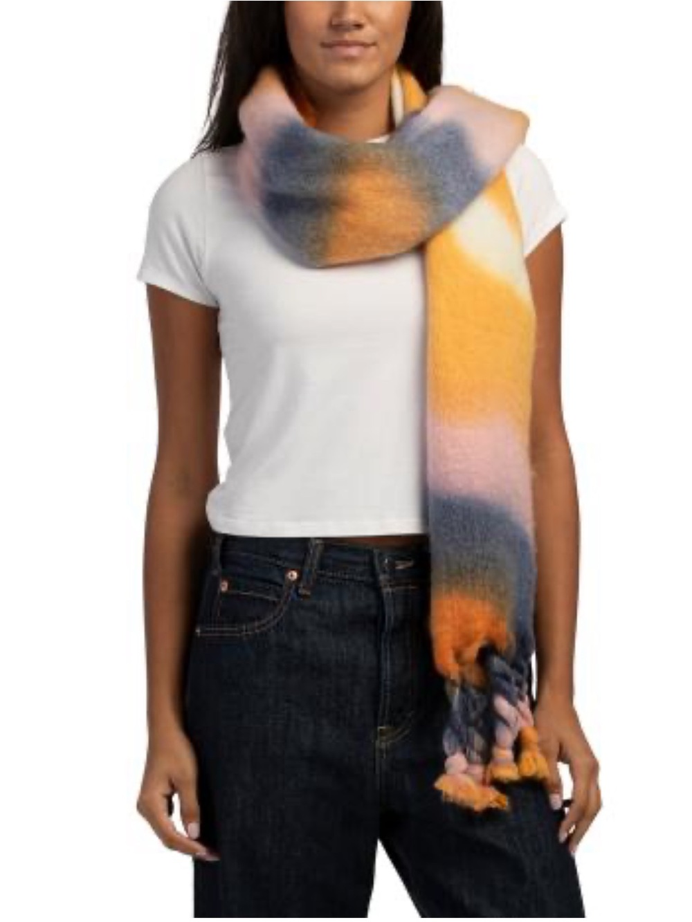 Lulla Collection Winter Mango Chunky Tassel Scarf / Multicolor Gradient Cozy